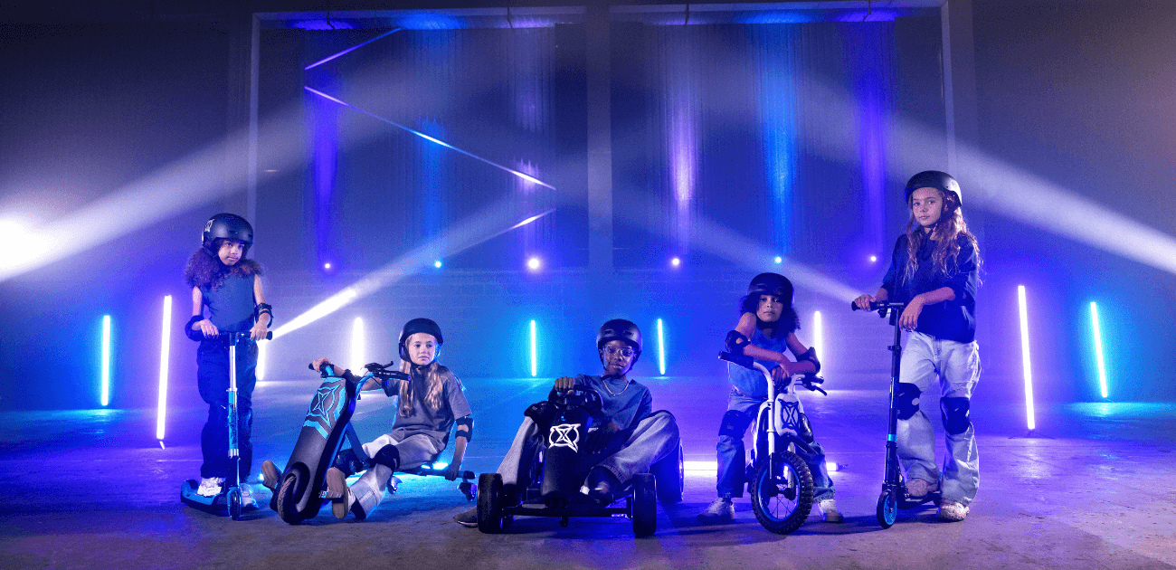 Children enjoying modern electric ride-on toys, reflecting the growing trend of battery-powered play.