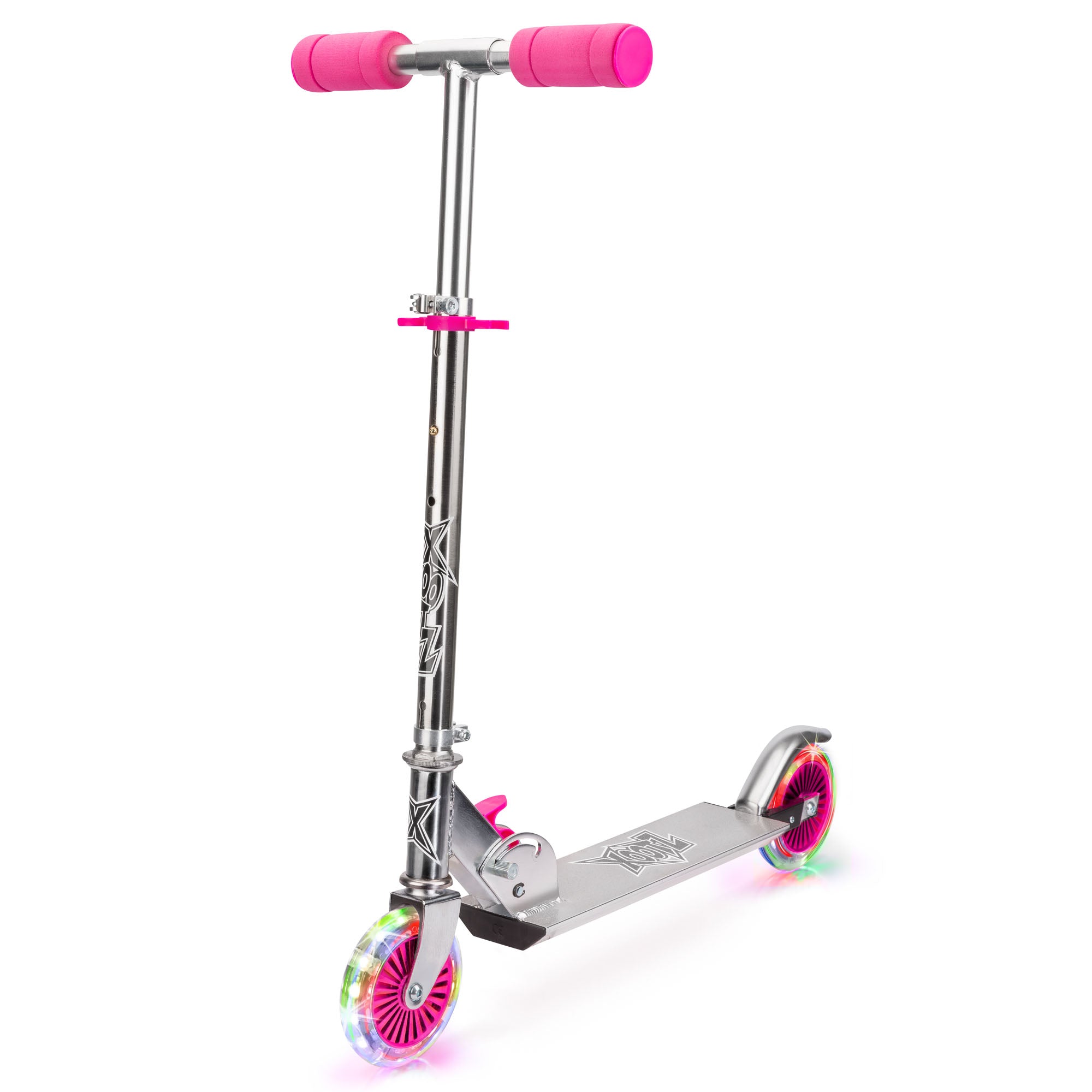 Kids Folding Light Up LED Scooter | Pink | Xootz
