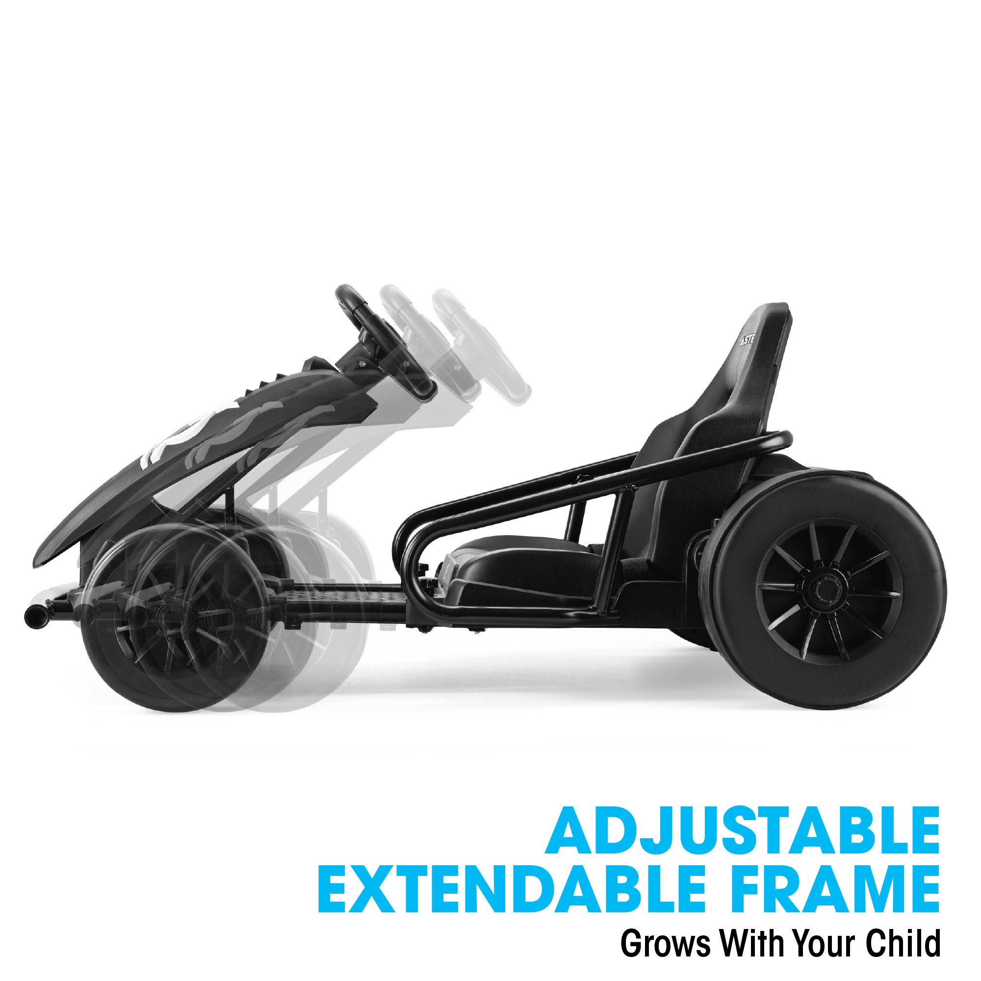 Kids electric go kart with adjustable frame