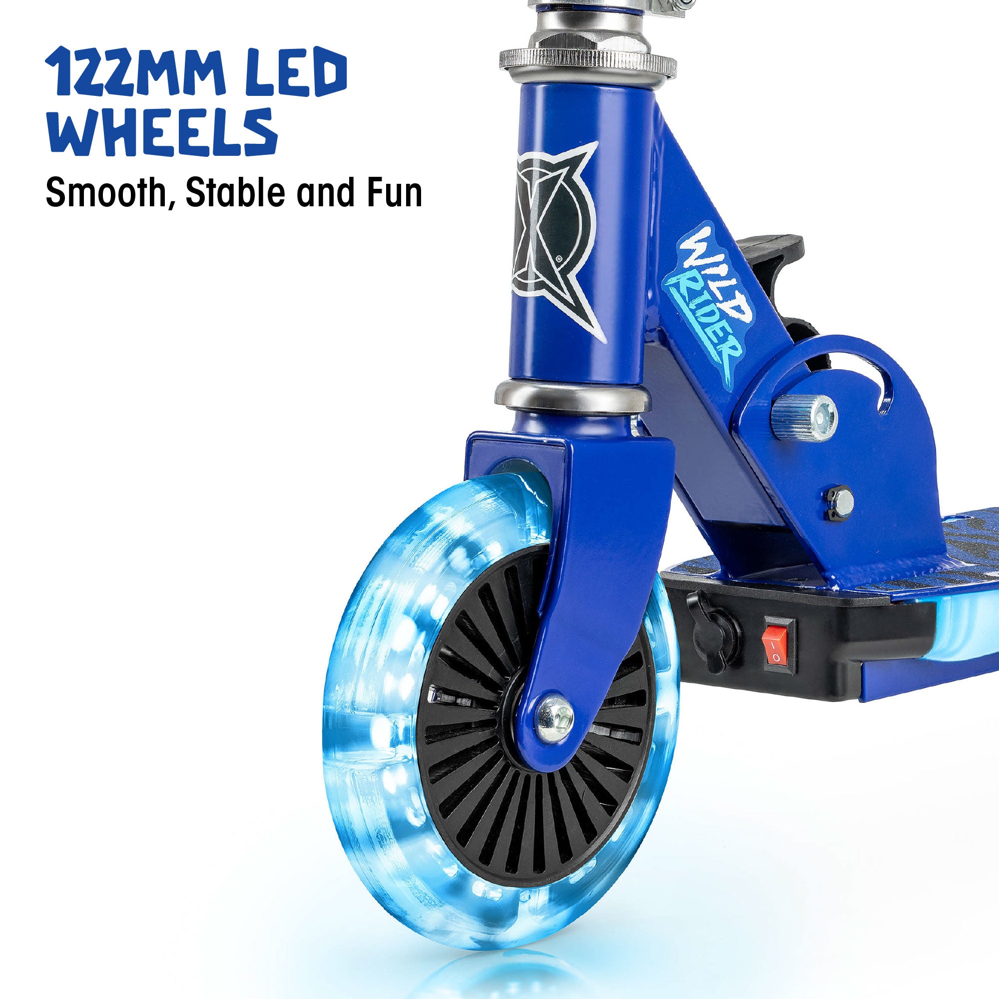 led wheels on kids blue scooter