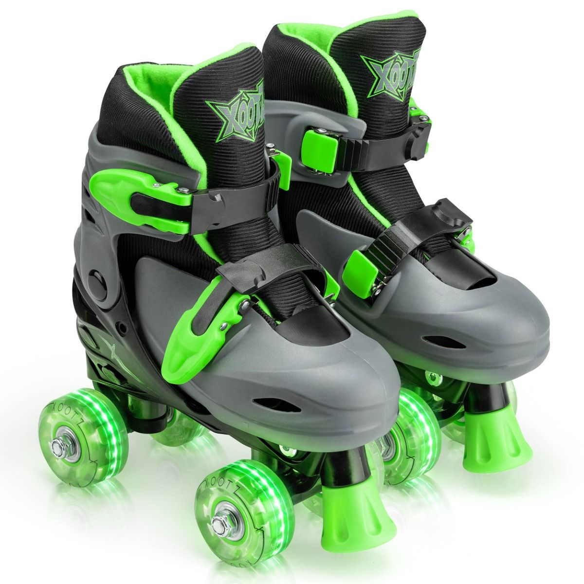 LED Roller Skates, Adjustable Quad Skates Green