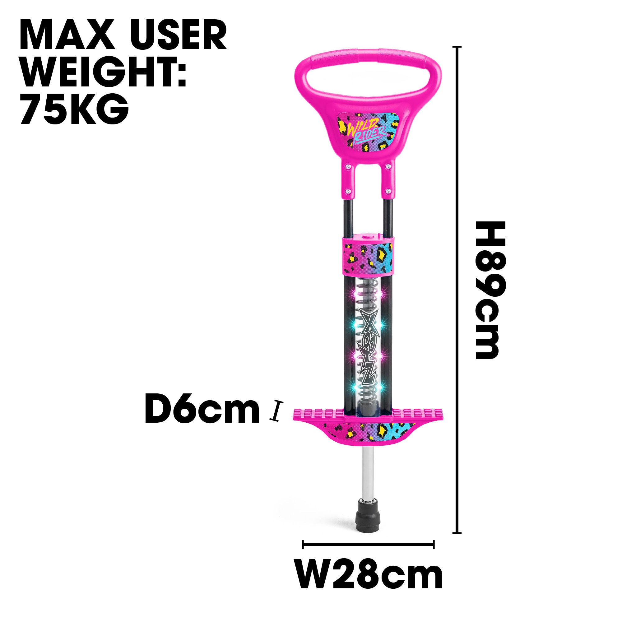Wild Rider Light Up Pogo Stick – Pink Leopard