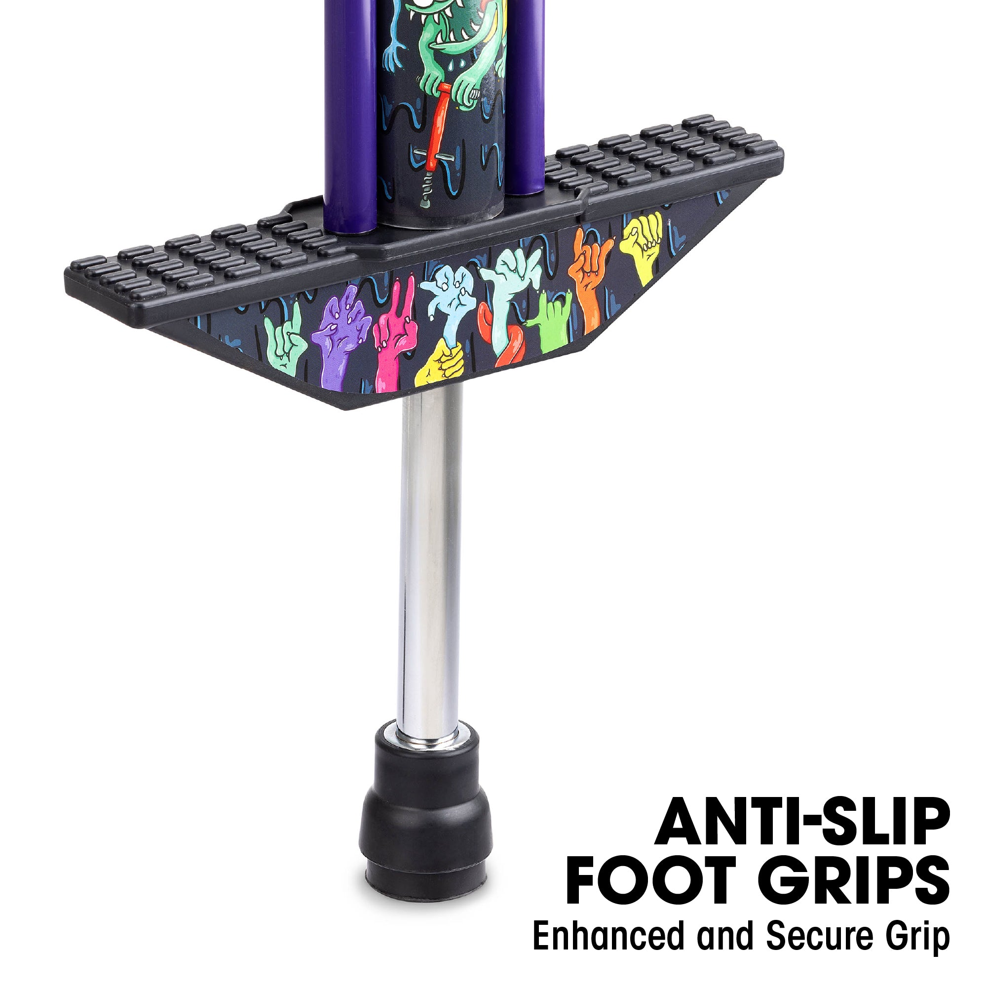 pogo stick with anti-slip foot grips