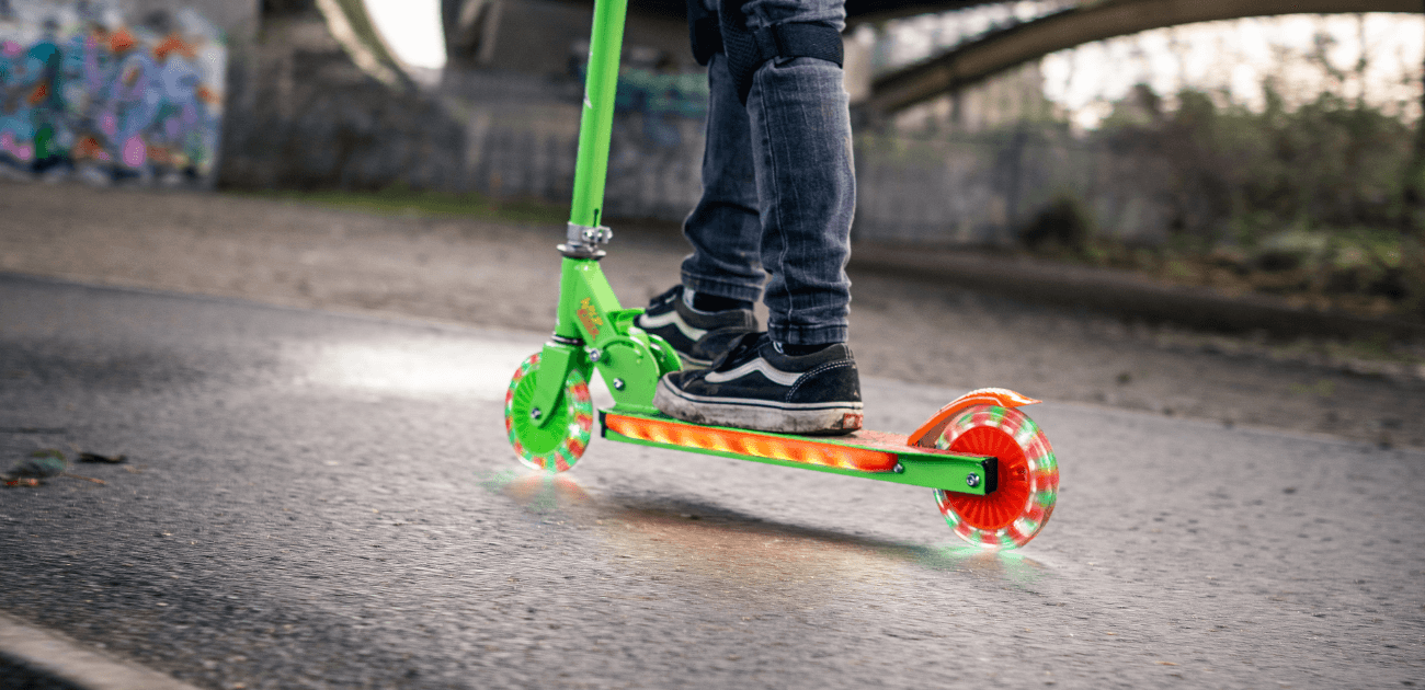 Modern LED scooter featuring illuminated light strips that enhance visibility and style, illustrating why LED scooters are becoming increasingly popular.