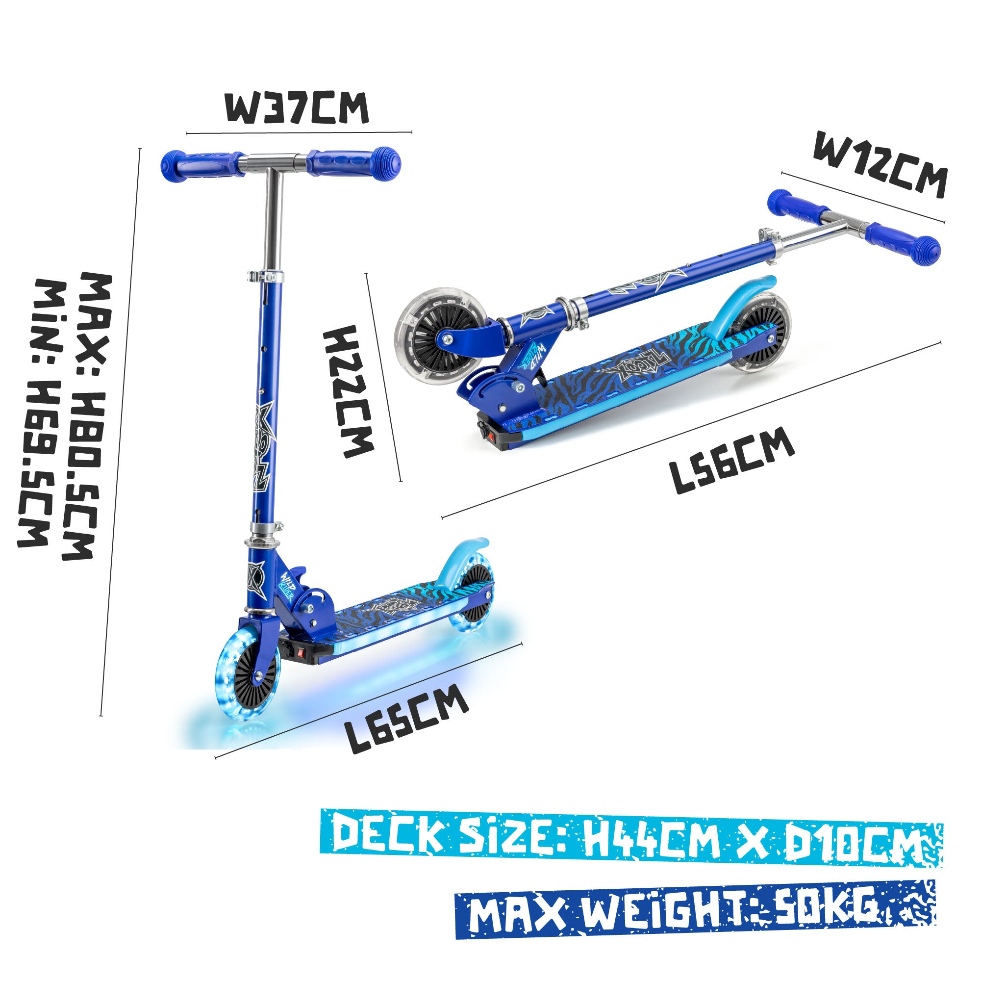 Wild Rider - Light Up LED Scooter – Blue | Xootz