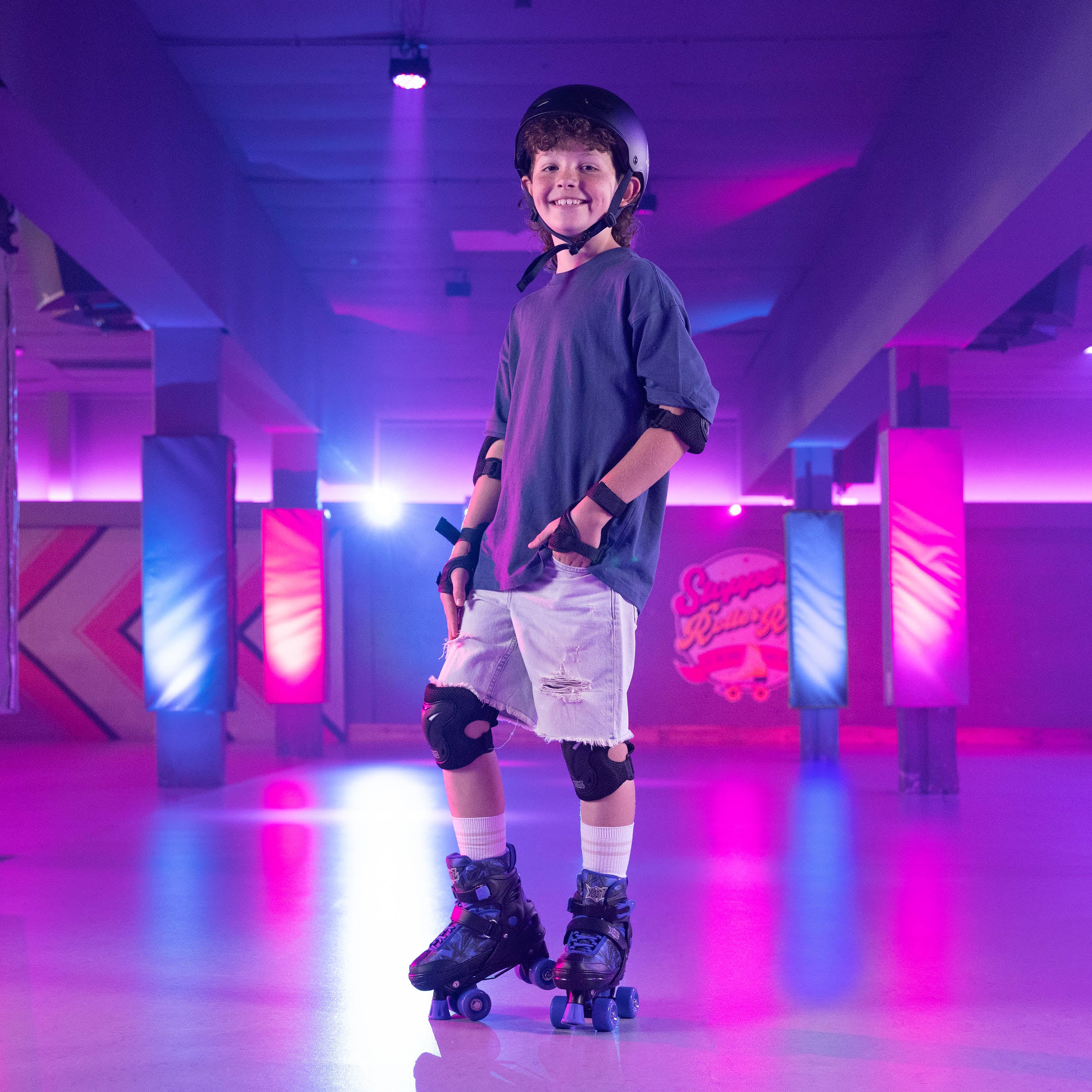 Kids Semi Soft Quad Roller Skates | Black | Xootz