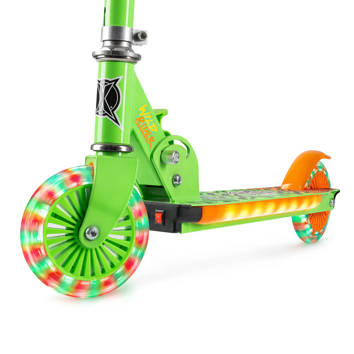 Kids Light Up LED Scooter | Green & Orange | Xootz