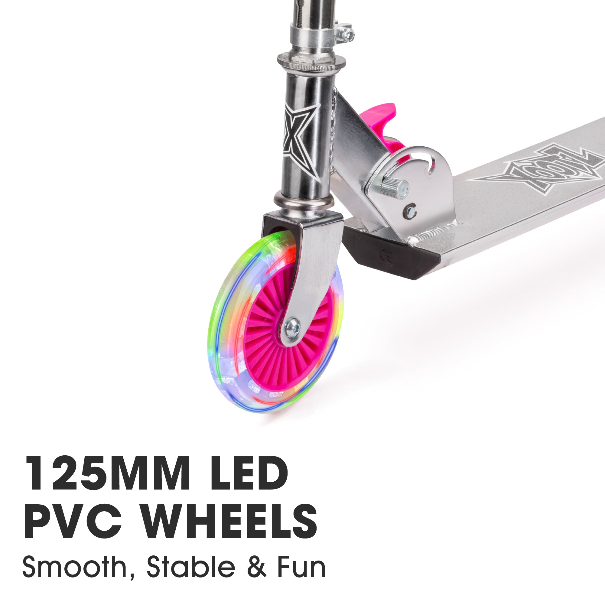 Kids Folding Light Up LED Scooter | Pink | Xootz