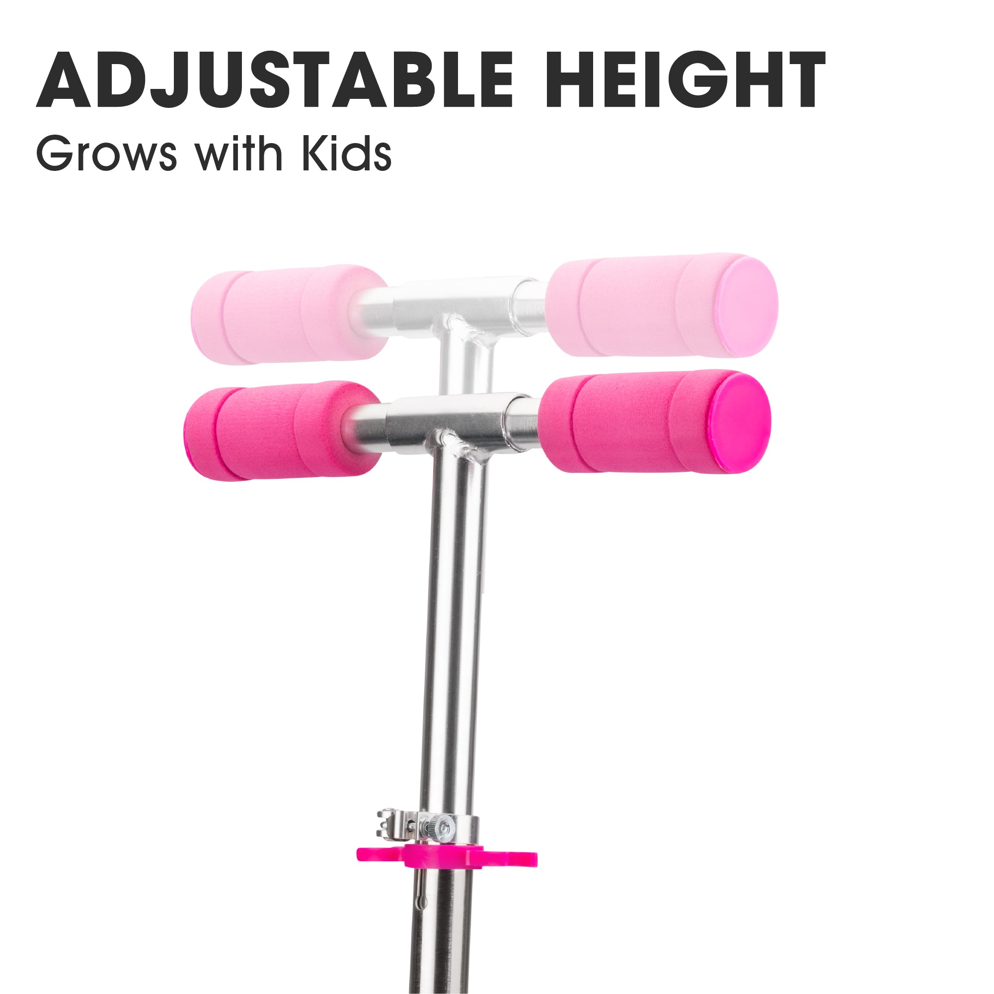 Children's scooter with pink handlebar grips