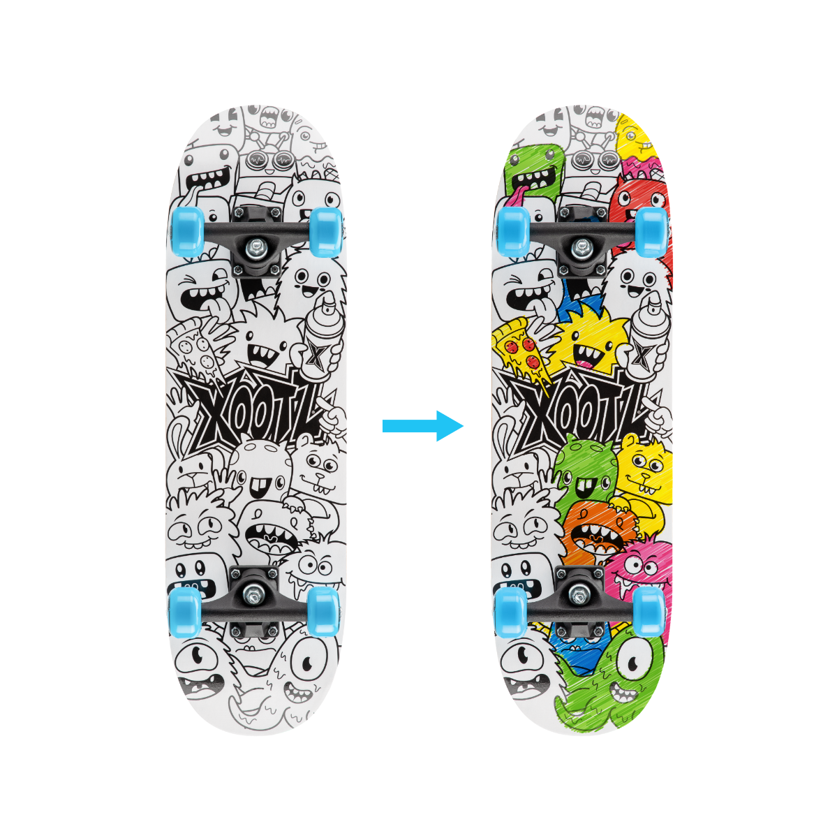 Sketch Ya Deck Skateboard | Colour In | Xootz