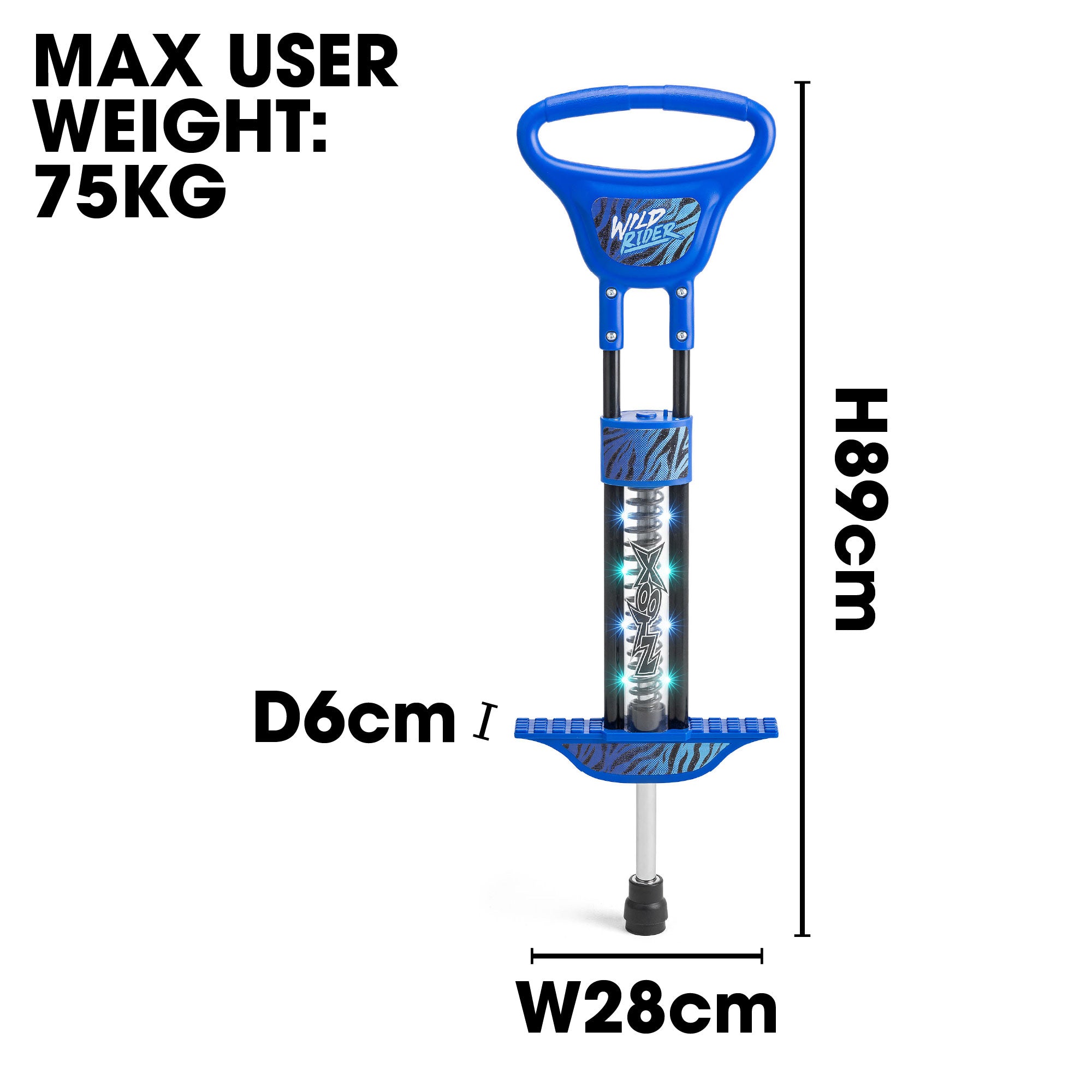Wild Rider Light Up Pogo Stick – Blue Tiger