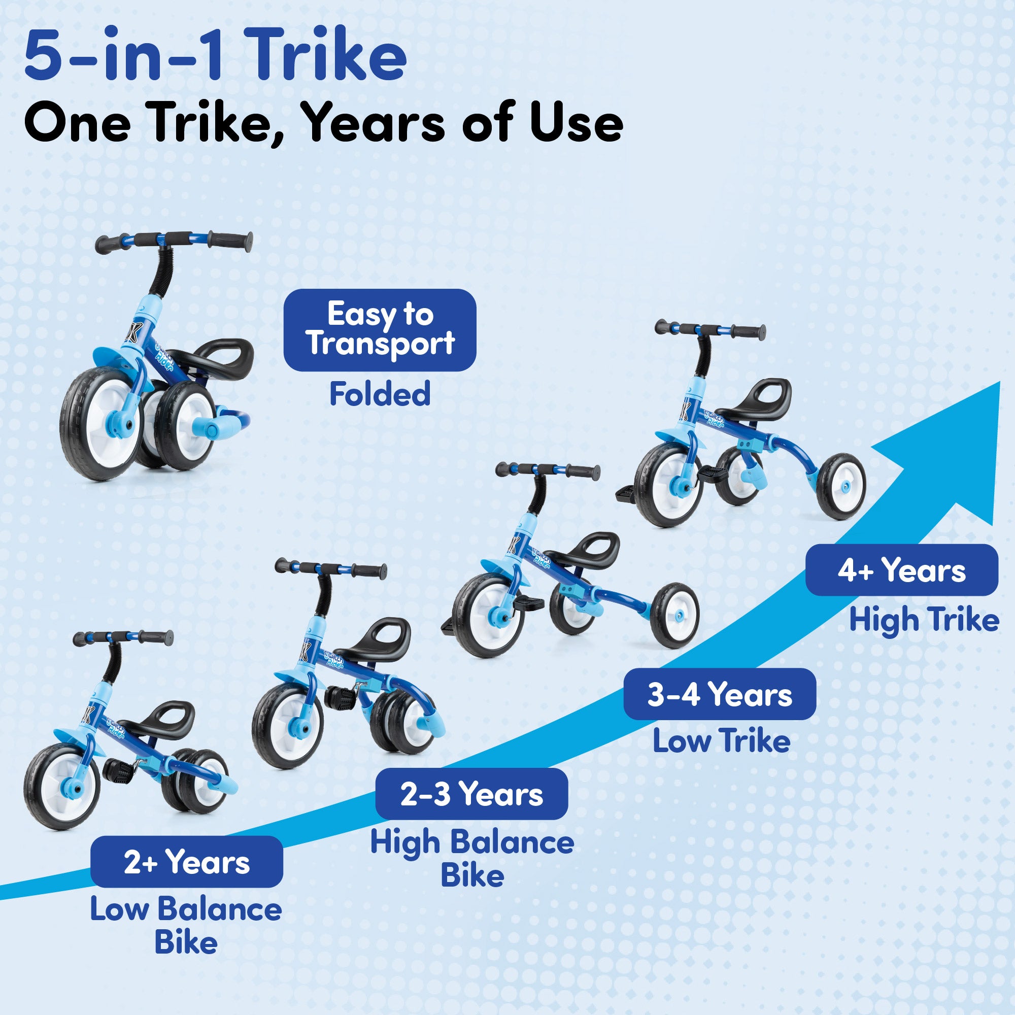 Foldable Kids Tricycle Bike | Blue | Xootz